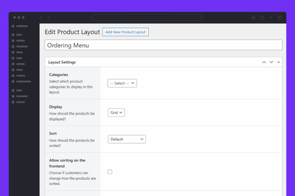 Layout builder settings
