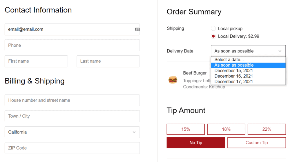 orderable checkout