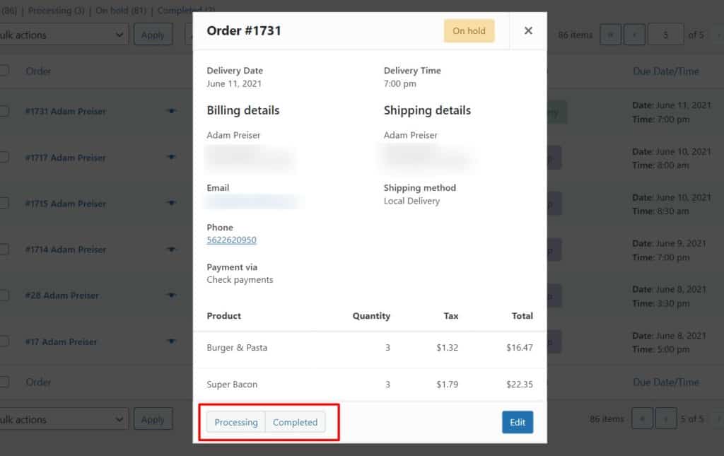 process and manage orders Orderable