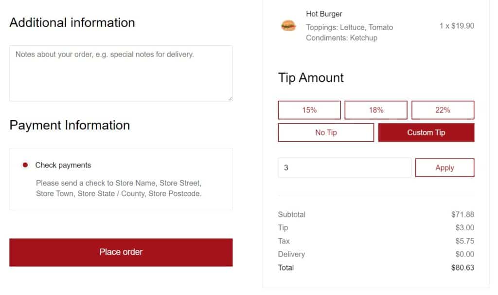 tip at checkout woocommerce 