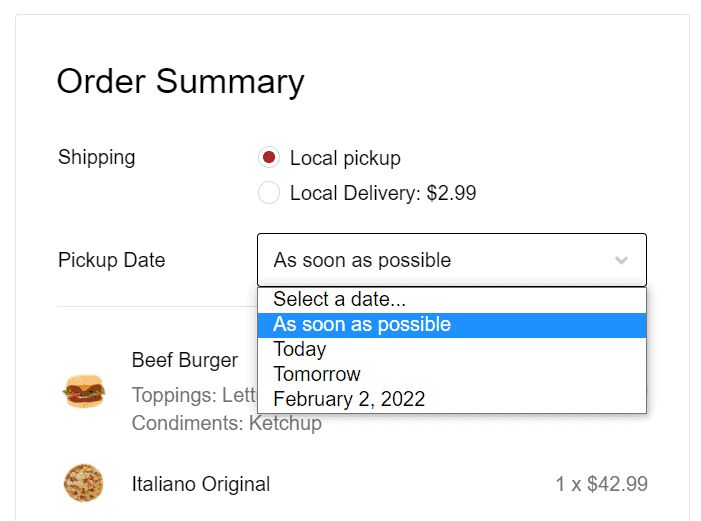 date format in the checkout Orderable
