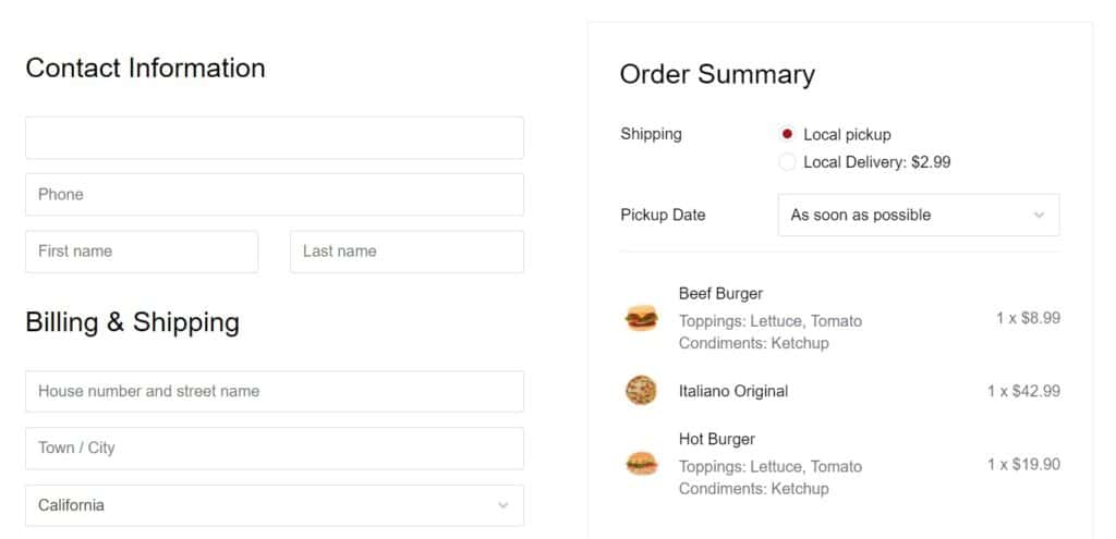 orderable woocommerce checkout