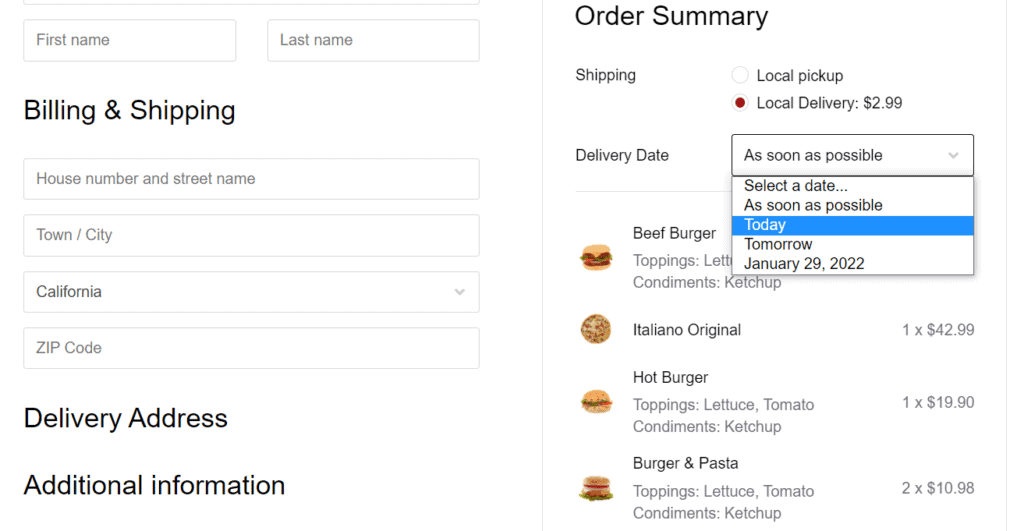 woocommerce food delivery schedule