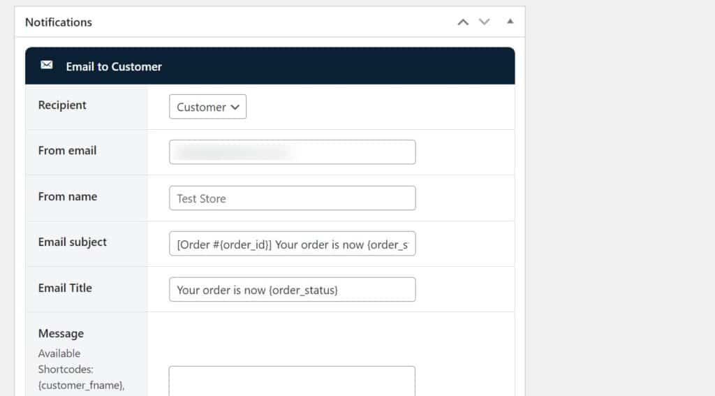 custom order status email notification