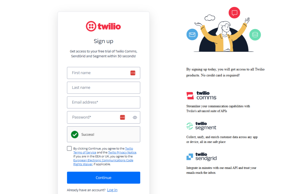 twilio register account