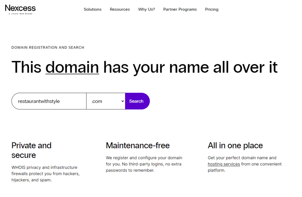 nexcess website domain