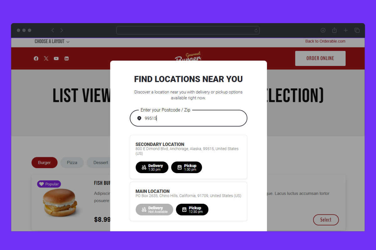 multiple locations orderable