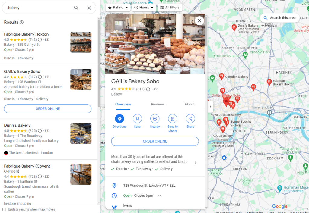 bakery google my business