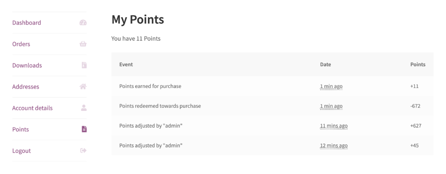 my account points and rewards