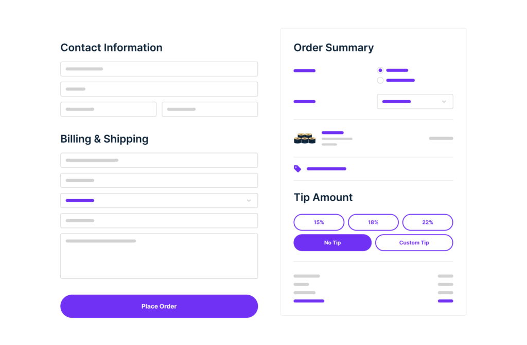 restuarant online ordering checkout