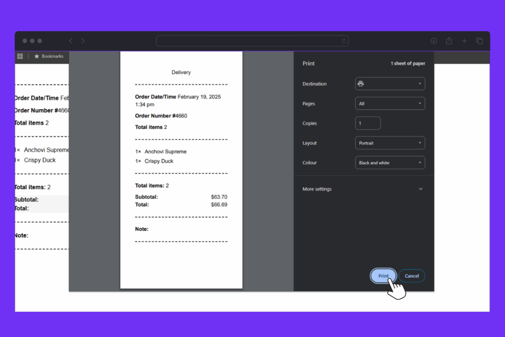 print order orderable