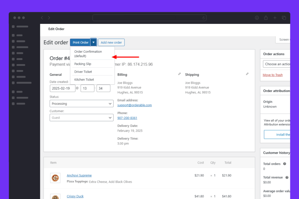 print order receipts
