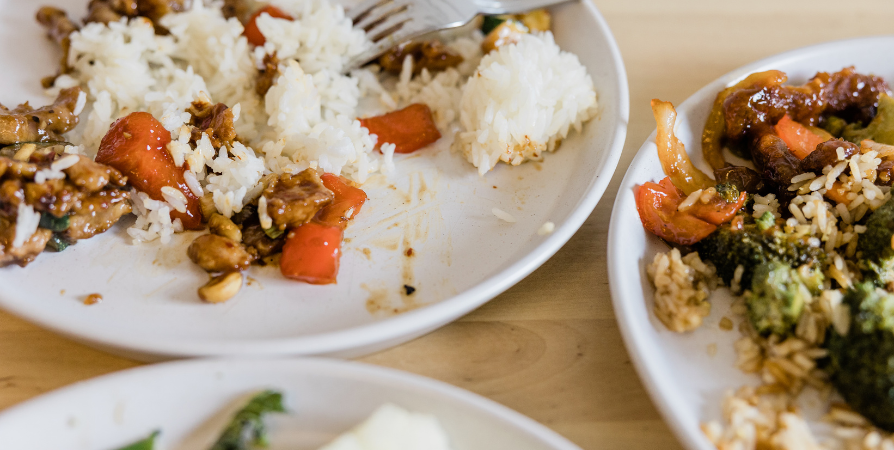 unfinished restaurant food waste