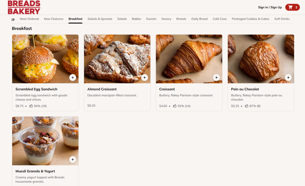 breads bakery online ordering