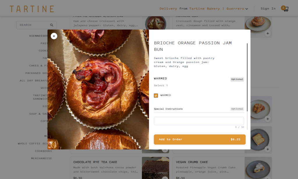 warmed bakery item bakery website examples